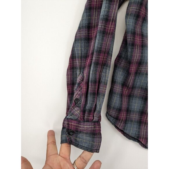 Junk Food Plaid Flannel Button Up Shirt Women Size L Grunge Western 90s Indie - Picture 7 of 9
